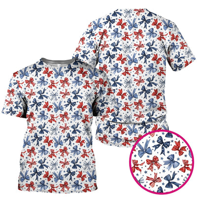 Patriotic Red Blue Ribbon Pattern Scrub Top, Comfortable Scrubs for Nurses