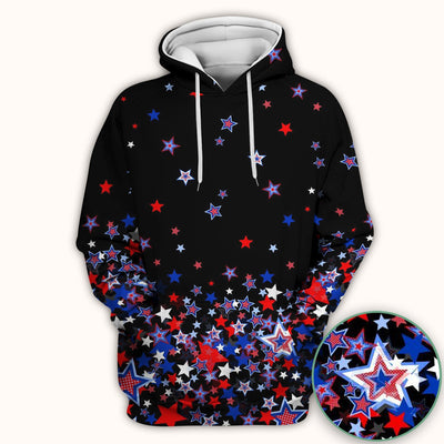 Festive Patriotic Red Blue Star Pattern Scrub Top, Comfortable Scrubs for Nurses