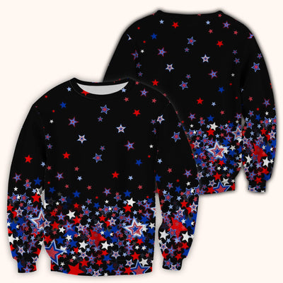 Festive Patriotic Red Blue Star Pattern Scrub Top, Comfortable Scrubs for Nurses