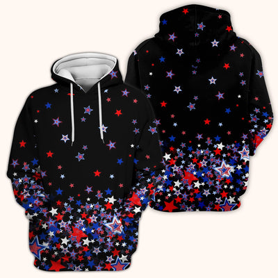 Festive Patriotic Red Blue Star Pattern Scrub Top, Comfortable Scrubs for Nurses