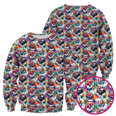 Colorful Medical Tools Floral Pattern Scrub Top, Comfortable Scrubs for Nurses