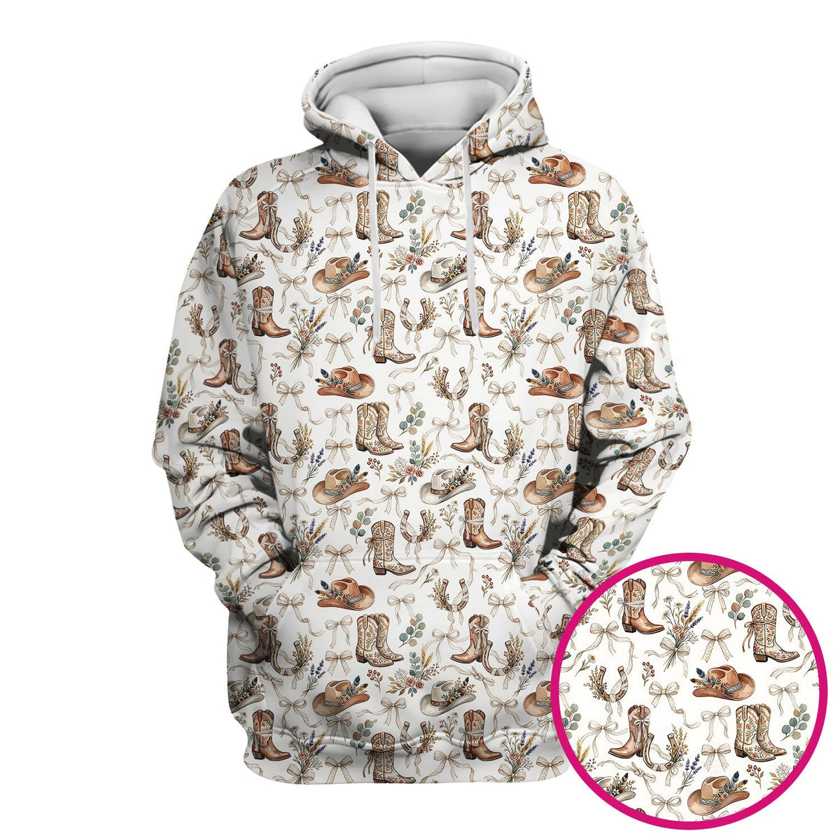 Western Cowboy Boots Hat Floral Pattern Scrub Top, Comfortable Scrubs for Nurses