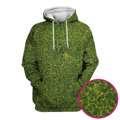 Green Floral Blossom Pattern Scrub Top, Comfortable Scrubs for Nurses