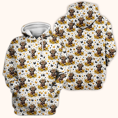 Cow With Sunflower Bow Pattern Scrub Top, Comfortable Scrubs for Nurses