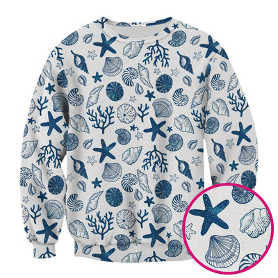 Cute Ocean Shell Starfish Pattern Scrub Top, Comfortable Scrubs for Nurses