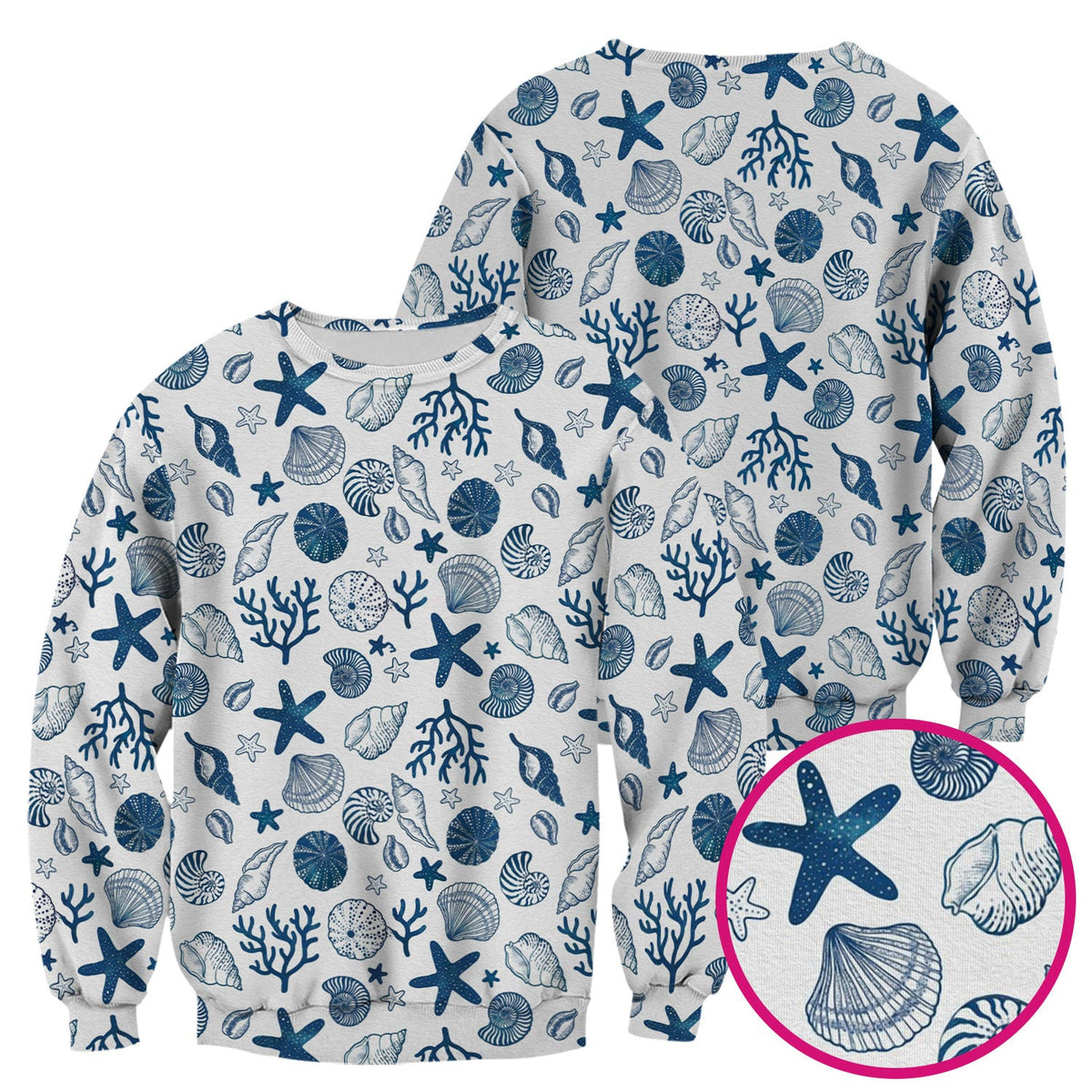 Cute Ocean Shell Starfish Pattern Scrub Top, Comfortable Scrubs for Nurses