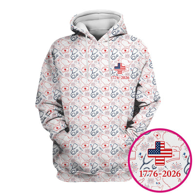 Patriotic Nurse Stethoscope Flag Pattern Scrub Top, Comfortable Scrubs for Nurses