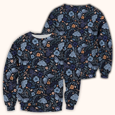 Charming Night Moth Butterfly Floral Pattern Scrub Top, Comfortable Scrubs for Nurses