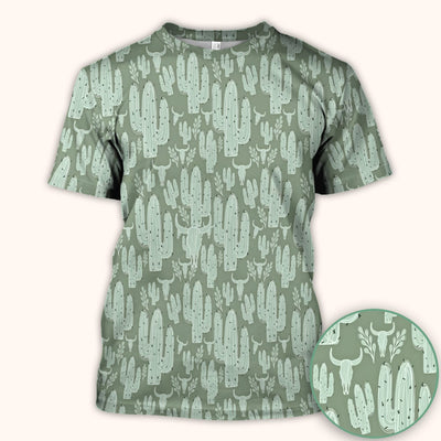 Funny Desert Cactus Skull Pattern Scrub Top, Comfortable Scrubs for Nurses