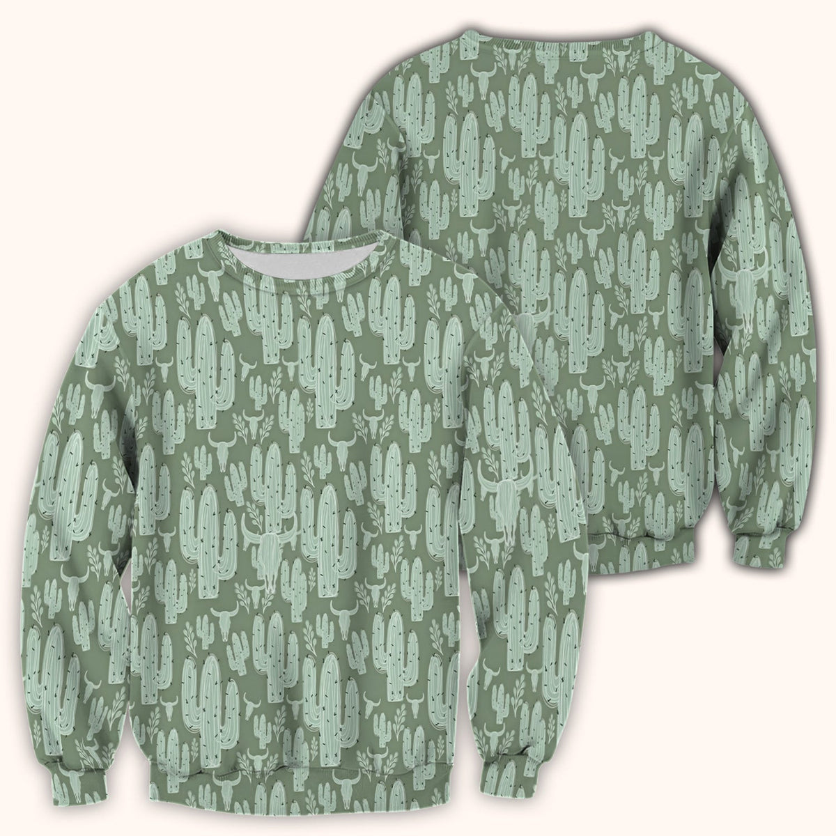 Funny Desert Cactus Skull Pattern Scrub Top, Comfortable Scrubs for Nurses