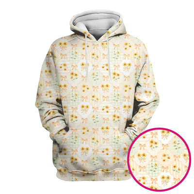 Cute Sunflower Ribbon Patchwork Pattern Scrub Top, Comfortable Scrubs for Nurses