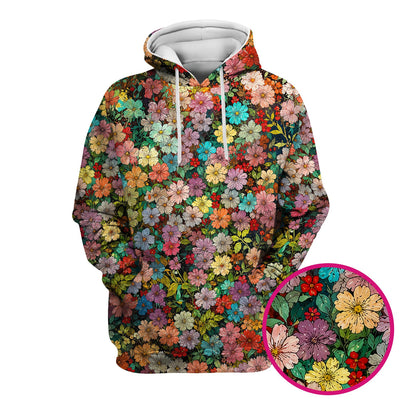 Colorful Wildflower Garden Bloom Pattern Scrub Top, Comfortable Scrubs for Nurses
