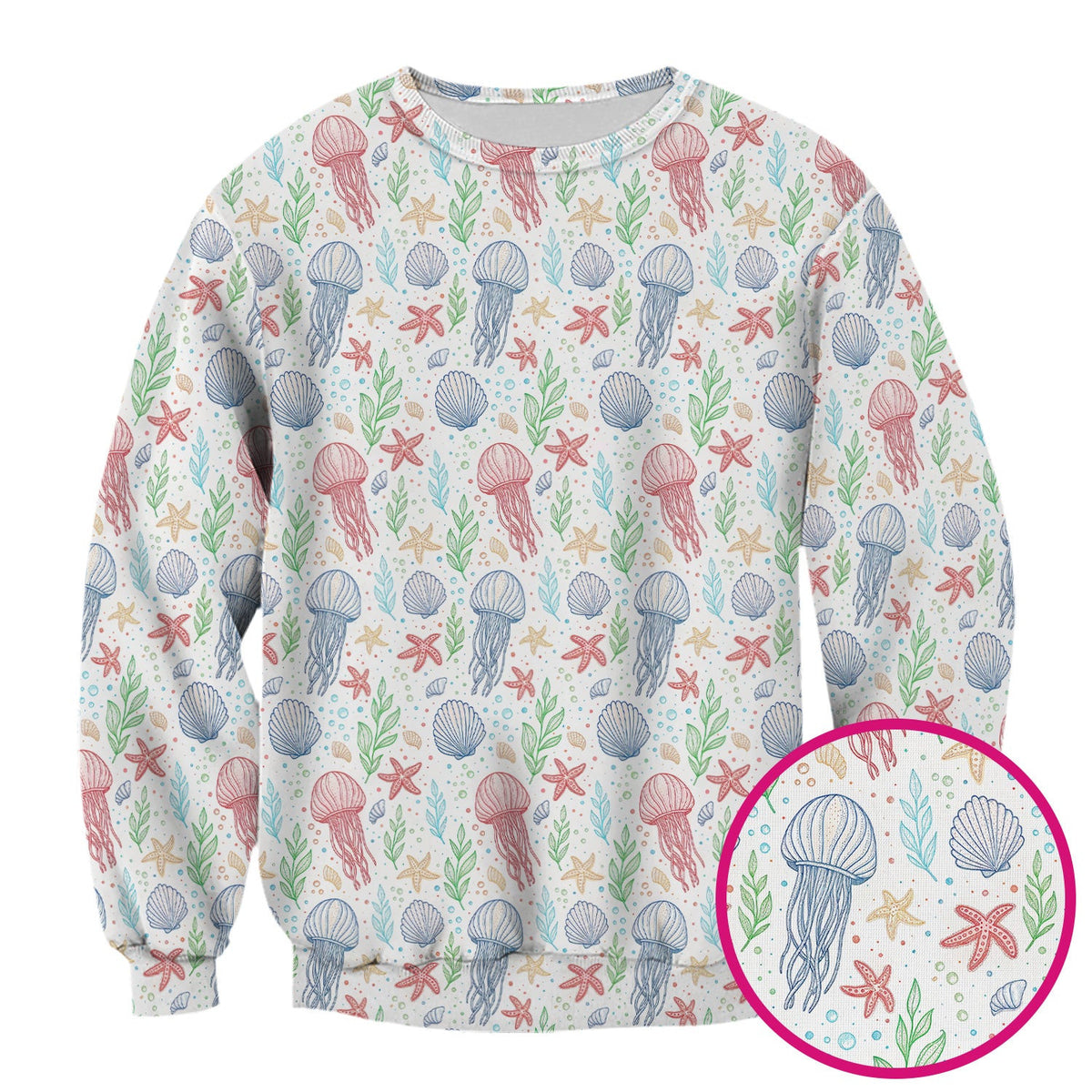 Cute Jellyfish Ocean World Pattern Scrub Top, Comfortable Scrubs for Nurses
