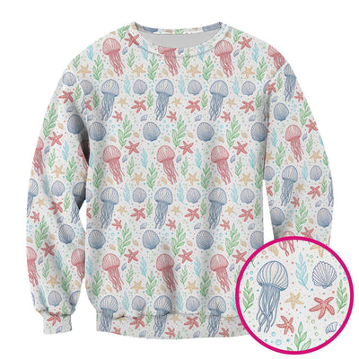 Cute Jellyfish Ocean World Pattern Scrub Top, Comfortable Scrubs for Nurses