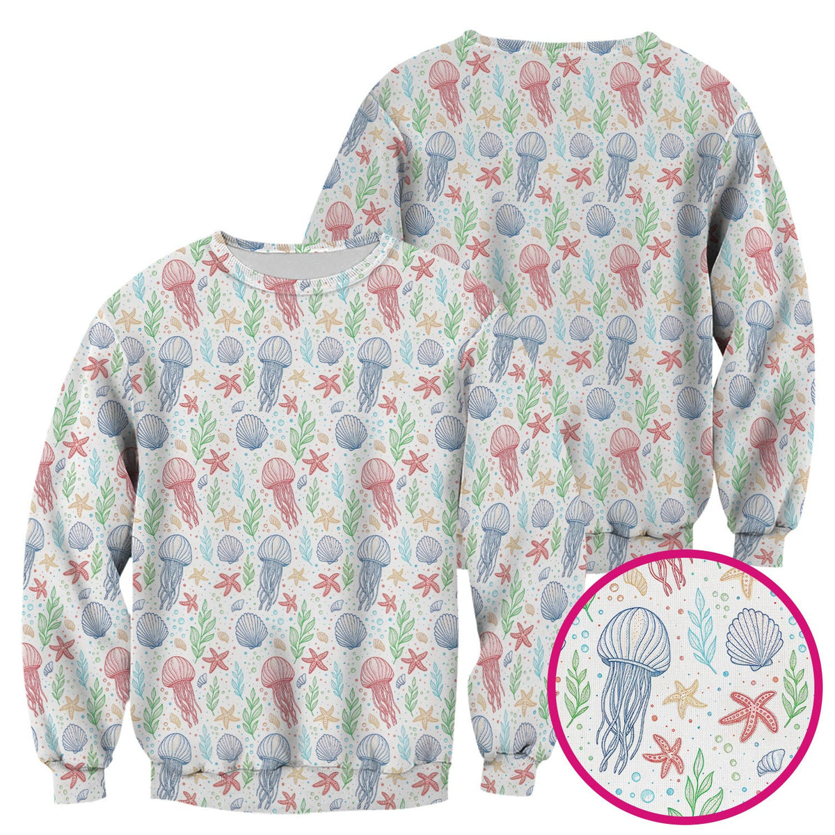Cute Jellyfish Ocean World Pattern Scrub Top, Comfortable Scrubs for Nurses