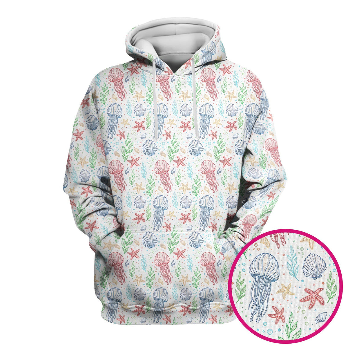 Cute Jellyfish Ocean World Pattern Scrub Top, Comfortable Scrubs for Nurses