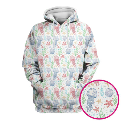 Cute Jellyfish Ocean World Pattern Scrub Top, Comfortable Scrubs for Nurses