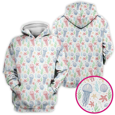 Cute Jellyfish Ocean World Pattern Scrub Top, Comfortable Scrubs for Nurses