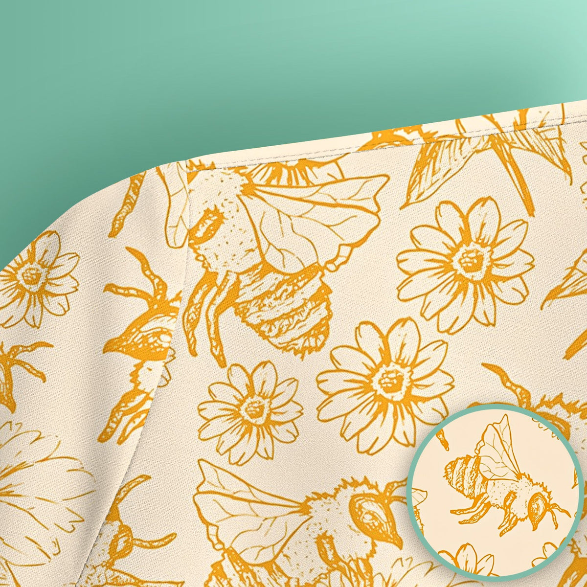 Cute Honey Bee Flower Sketch Pattern Scrub Top, Comfortable Scrubs for Nurses