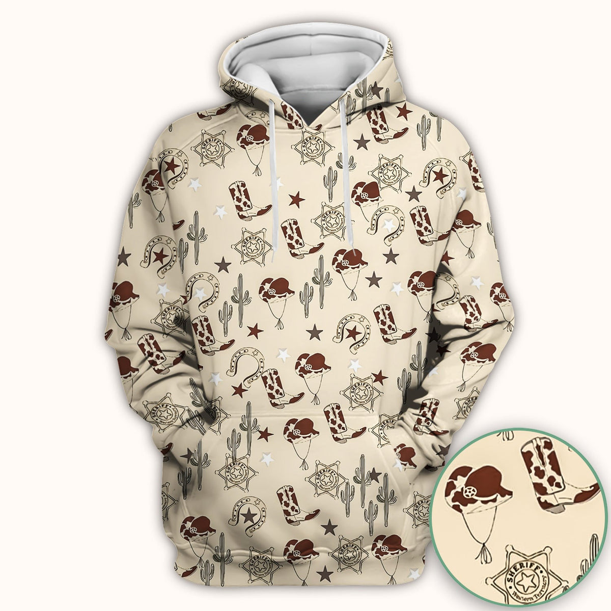 Funny Cowboy Hats & Boots Pattern Scrub Top, Comfortable Scrubs for Nurses