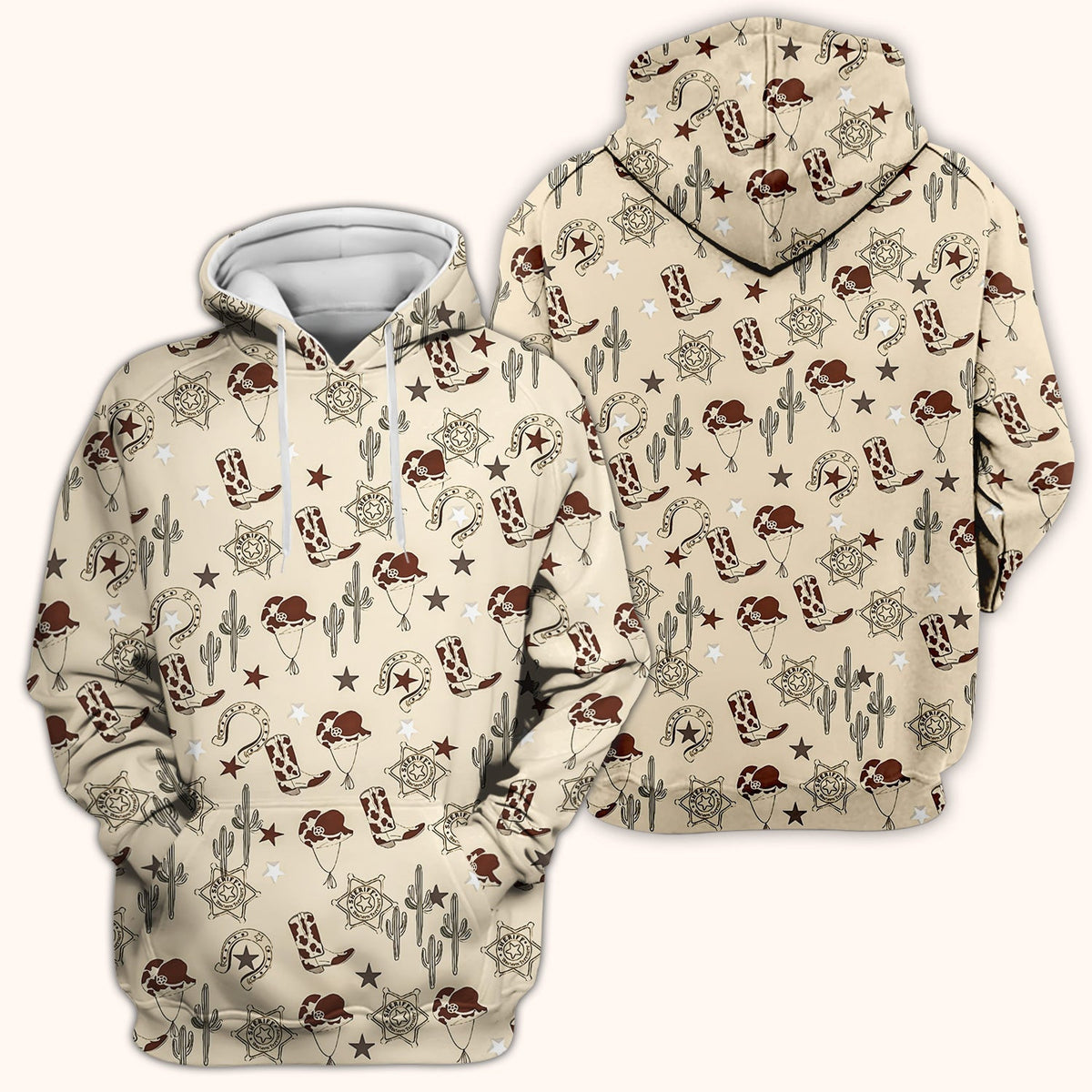 Funny Cowboy Hats & Boots Pattern Scrub Top, Comfortable Scrubs for Nurses