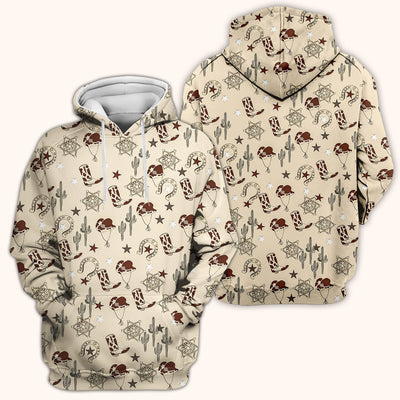 Funny Cowboy Hats & Boots Pattern Scrub Top, Comfortable Scrubs for Nurses