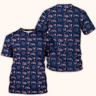 USA Fireworks Butterfly Pattern Scrub Top, Comfortable Scrubs for Nurses