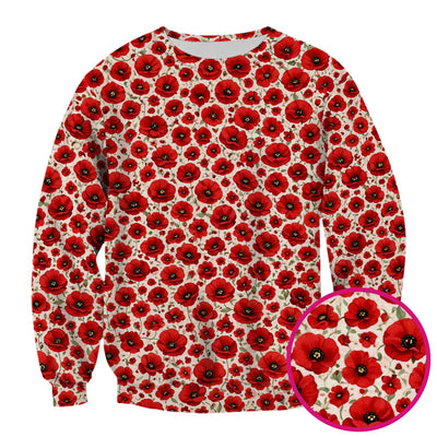 Pretty Red Poppy Flower Garden Pattern Scrub Top, Comfortable Scrubs for Nurses