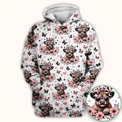 Cute Cow With Heart Sunglasses Pattern Scrub Top, Comfortable Scrubs for Nurses