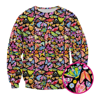 Cute Bright Butterfly Moth Floral Scrub Top, Comfortable Scrubs for Nurses