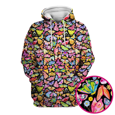 Cute Bright Butterfly Moth Floral Scrub Top, Comfortable Scrubs for Nurses