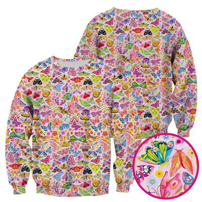 Cute Bright Butterfly Moth Floral Scrub Top, Comfortable Scrubs for Nurses