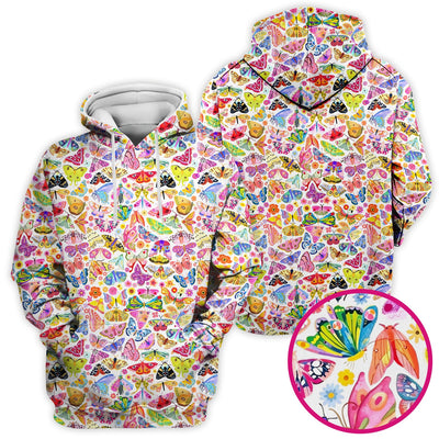 Cute Bright Butterfly Moth Floral Scrub Top, Comfortable Scrubs for Nurses