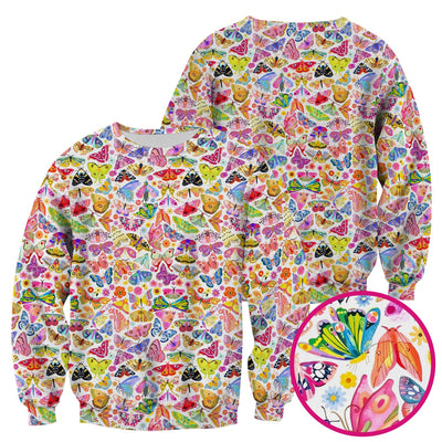 Cute Bright Butterfly Moth Floral Scrub Top, Comfortable Scrubs for Nurses