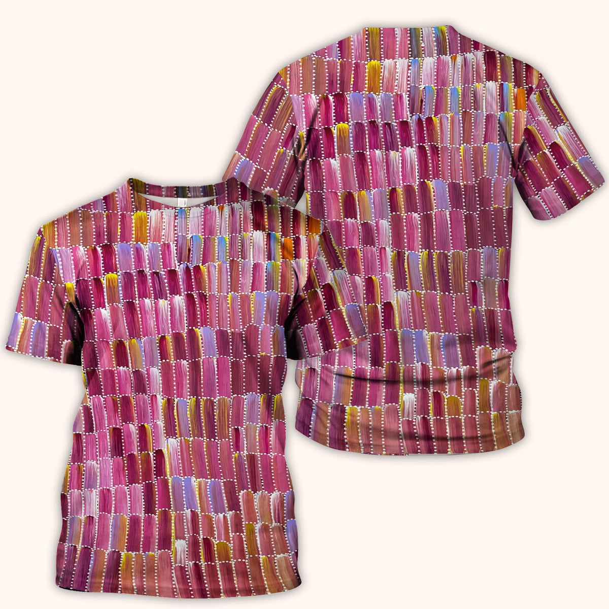 Colorful Abstract Brushstroke Dotted Pattern Scrub Top, Comfortable Scrubs for Nurses