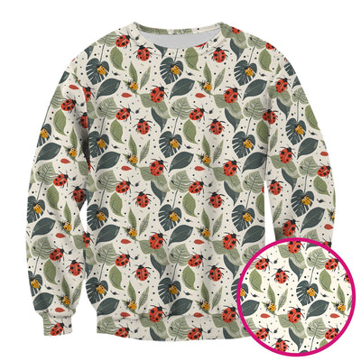 Cute Ladybug Leaf Nature Pattern Scrub Top, Comfortable Scrubs for Nurses