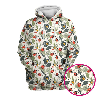 Cute Ladybug Leaf Nature Pattern Scrub Top, Comfortable Scrubs for Nurses