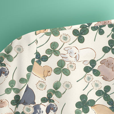 Cute Bunny Clover Garden Meadow Pattern Nurse Scrub Top, Comfortable Scrubs for Nurses