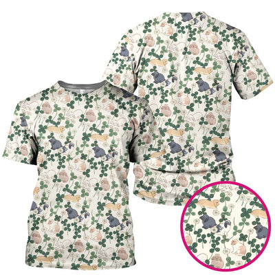 Cute Bunny Clover Garden Meadow Pattern Nurse Scrub Top, Comfortable Scrubs for Nurses