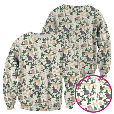 Cute Bunny Clover Garden Meadow Pattern Nurse Scrub Top, Comfortable Scrubs for Nurses