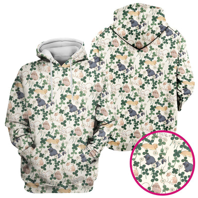 Cute Bunny Clover Garden Meadow Pattern Nurse Scrub Top, Comfortable Scrubs for Nurses