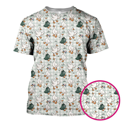 Funny Goose Wearing Sweater On Plaid Background Pattern Scrub Top, Comfortable Scrubs for Nurses