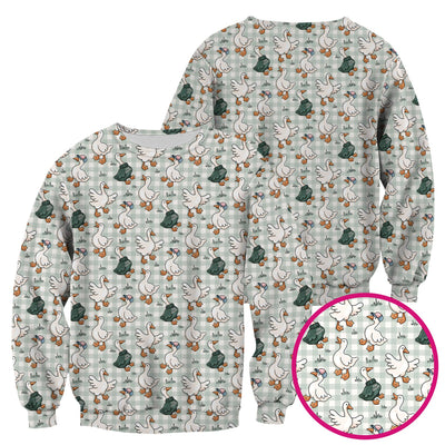 Funny Goose Wearing Sweater On Plaid Background Pattern Scrub Top, Comfortable Scrubs for Nurses