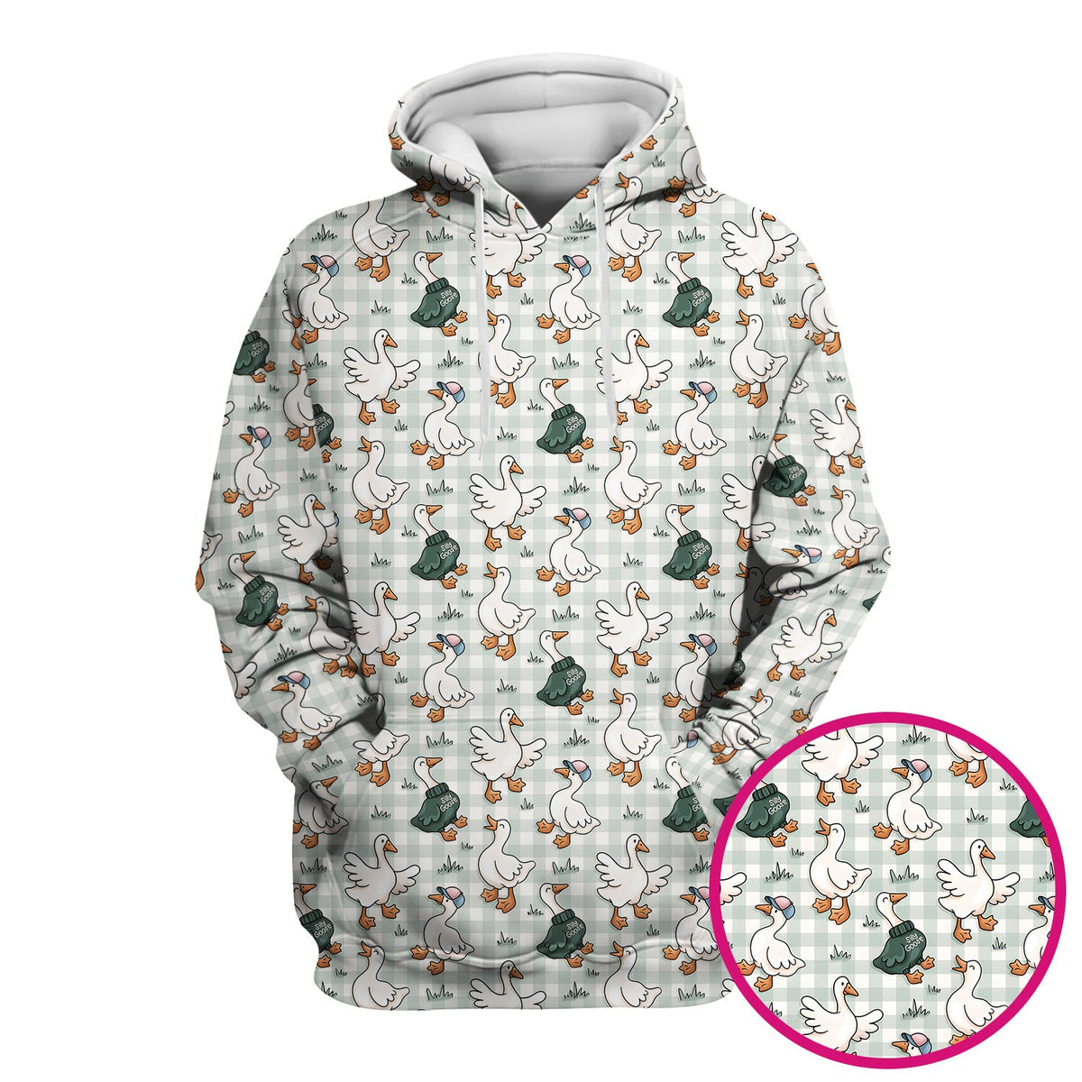 Funny Goose Wearing Sweater On Plaid Background Pattern Scrub Top, Comfortable Scrubs for Nurses