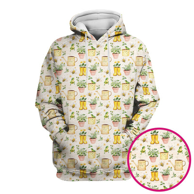 Cute Nurse Frog And Bee Garden Pattern Scrub Top, Breathable Fabrics Nursing Uniform