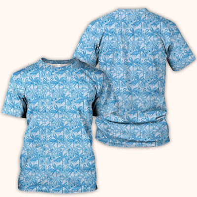 Tropical Flamingo Palm Leaves Pattern Scrub Top, Comfortable Scrubs for Nurses
