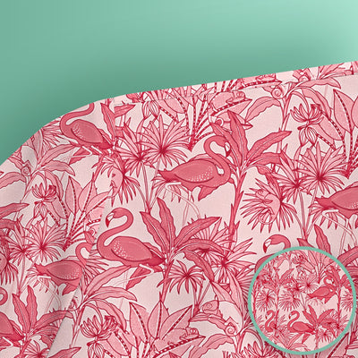 Tropical Flamingo Palm Leaves Pattern Scrub Top, Comfortable Scrubs for Nurses