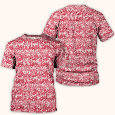 Tropical Flamingo Palm Leaves Pattern Scrub Top, Comfortable Scrubs for Nurses