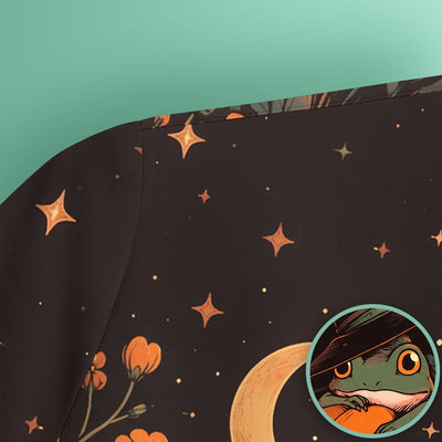 Cute Pumpkin and Frog Pattern Scrub Top, Comfortable Scrubs for Nurses, Gift Halloween for Pediatric Nurses, RN, CNA