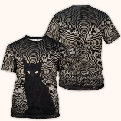 Black Cat Line Art Print Scrub Top, Comfortable Scrubs for Nurses